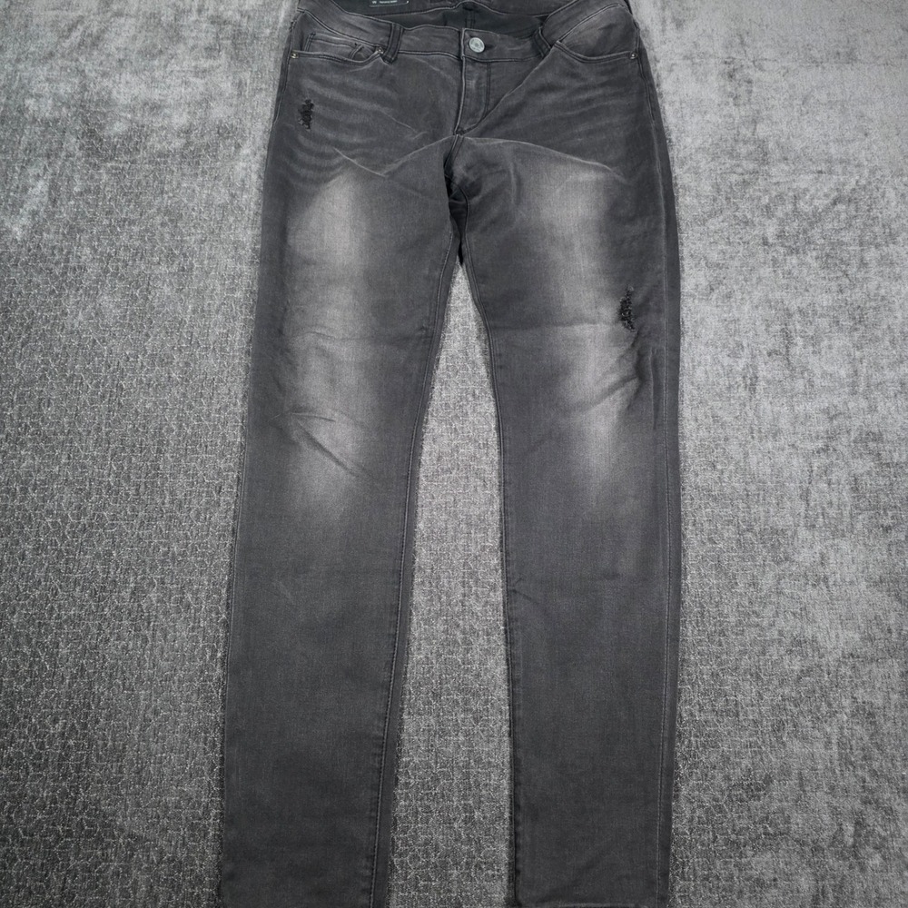 KUT from the Kloth Jeans Womens 12 Black Viv Toothpick Skinny Distressed Faded